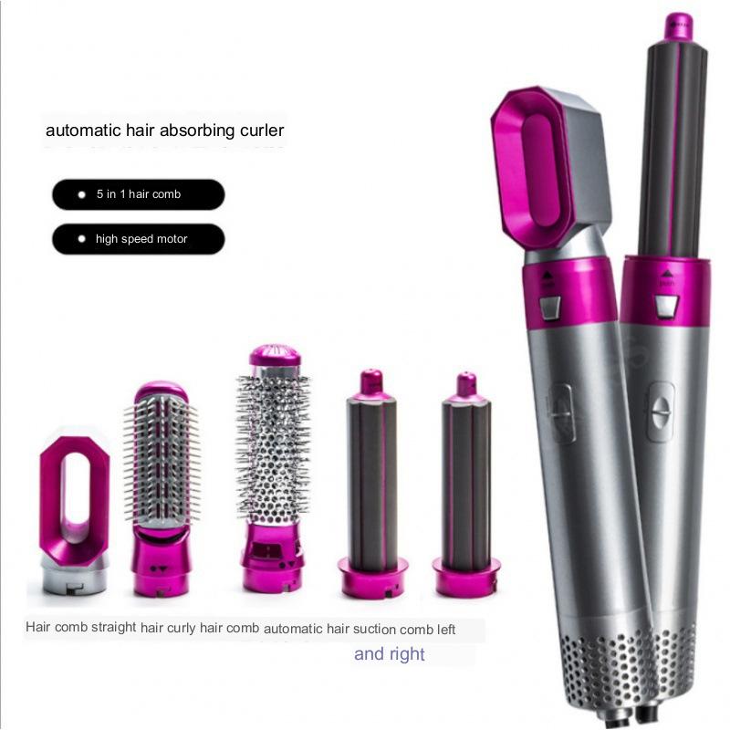 Five-In-One Hot Air Comb Automatic Curling Stick Curly Straight Dual-Purpose Hair Styling Comb Electric Hair Dryer