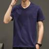 Men's Clothing Elastic Mens T-Shirt V-Neck Short-Sleeved High Qualtity Cotton Solid Leisure White Gray Bottoming Shirt Tops