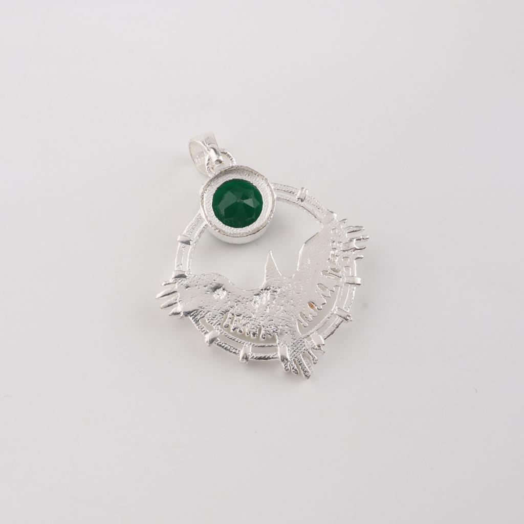 Green Onyx Gemstone 925 Sterling Silver Jewelry Designer Pendant 1.43" For Gift CP-38-18