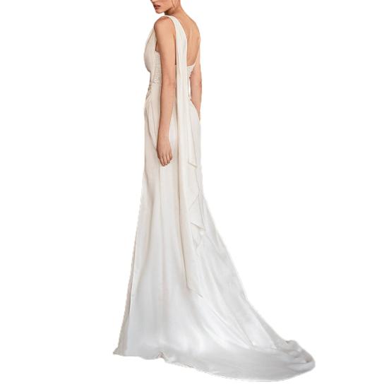Formal Dress One Shoulder Sequined Autumn Satin Surface High Split Party Maxi Dress for Wedding
