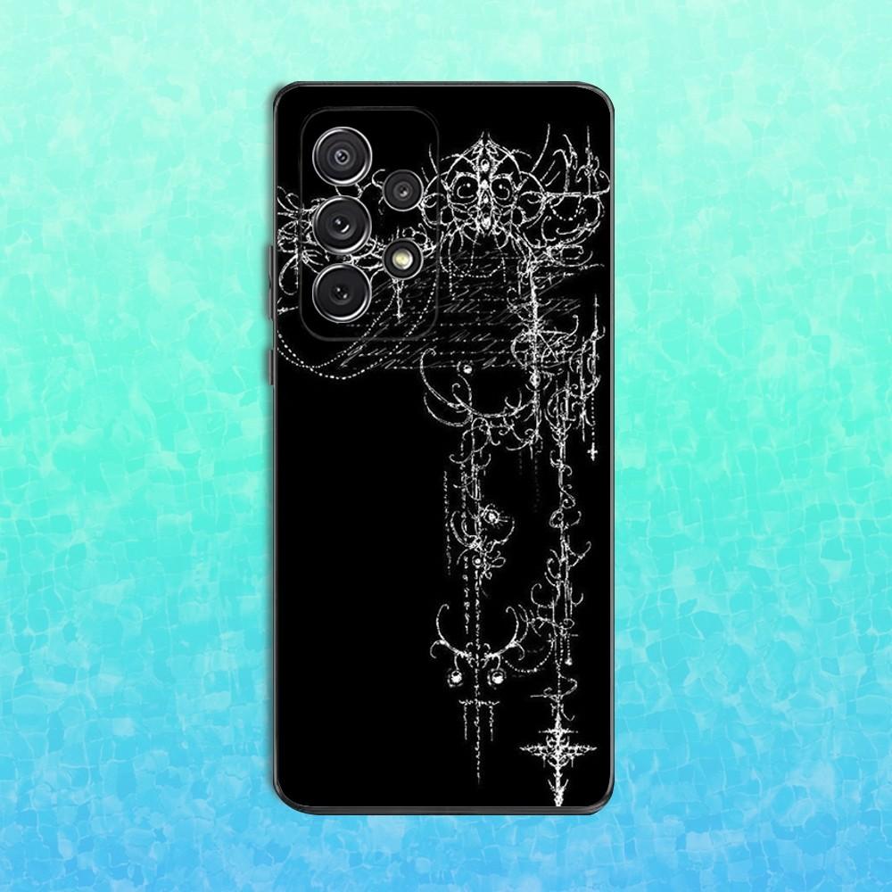 Gothic Cyber Sigil Cross Phone Case For Samsung S25,S24,S23,S22,S21,S20,S10,Ultra,Plus,Lite,FE,Soft Silicone Black Cover