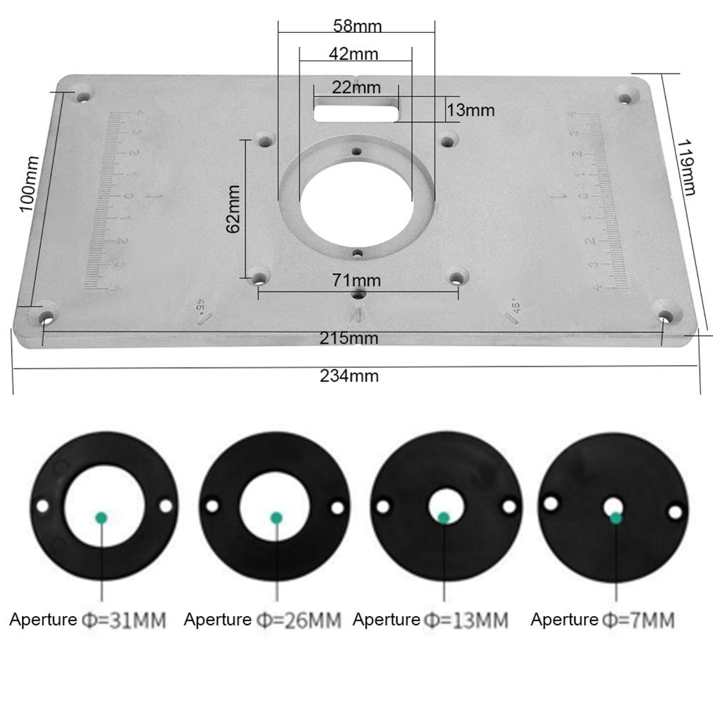 Aluminum Alloy Router Table Insert Plate 235mm x 120mm x 8mm Router Trimmer Plate For Woodworking