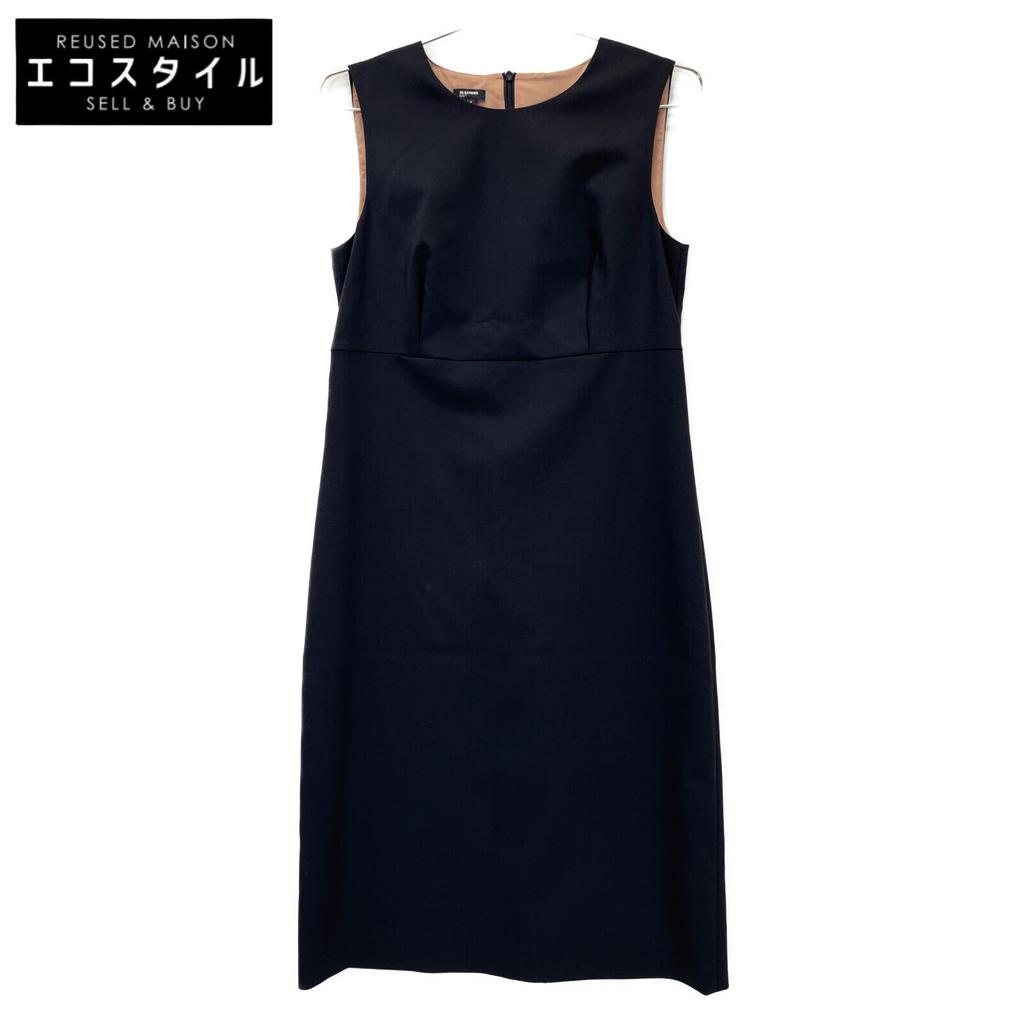 Jil Sander Navy Navy Wool Blend Sleeveless One-piece Dress 36 NavyUsed