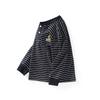 Korean Style Boys' Striped Stand-up Collar Long Sleeve T-shirt - Spring/Autumn Collection