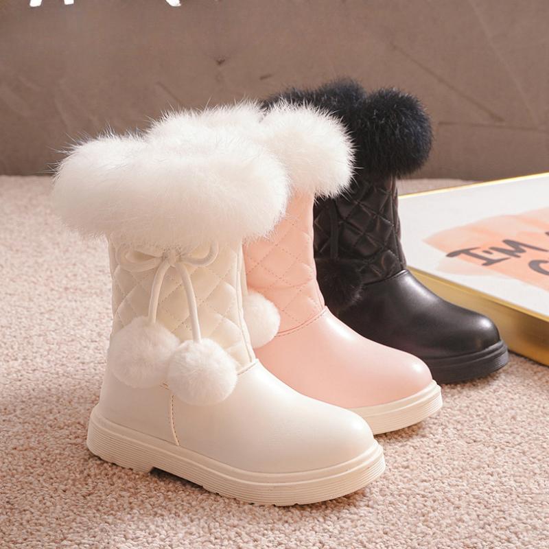 Girls' snow boots, winter children's boots, middle-aged children's plus velvet princess boots, girls' cotton shoes, midsole boots