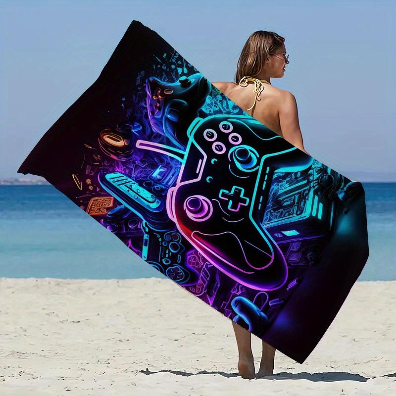 Neon Game Controller Beach Towel 31.5x63 Inch, Cool Esports Gamer Gift, Soft Microfiber Bath Towel for Teens Boys Men Summer
