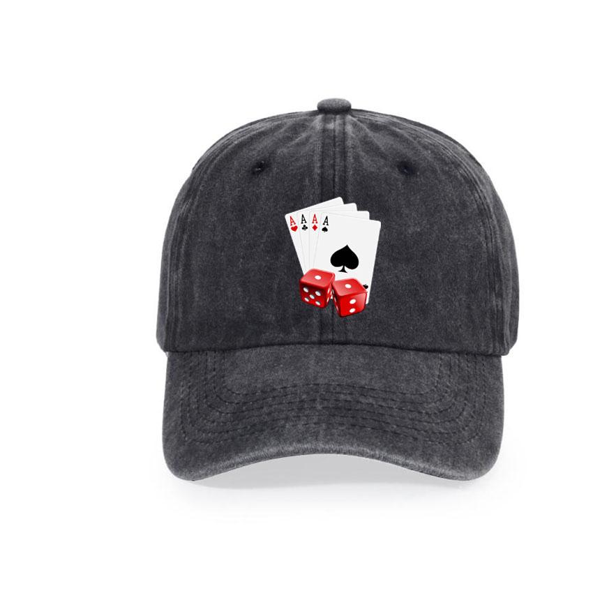 Baseball Caps Men Women Vintage Washed 100% Cotton Dad Hat Funny Poker Pattern Print DIY Team Logo Snapback Cap Hip Hop Hat