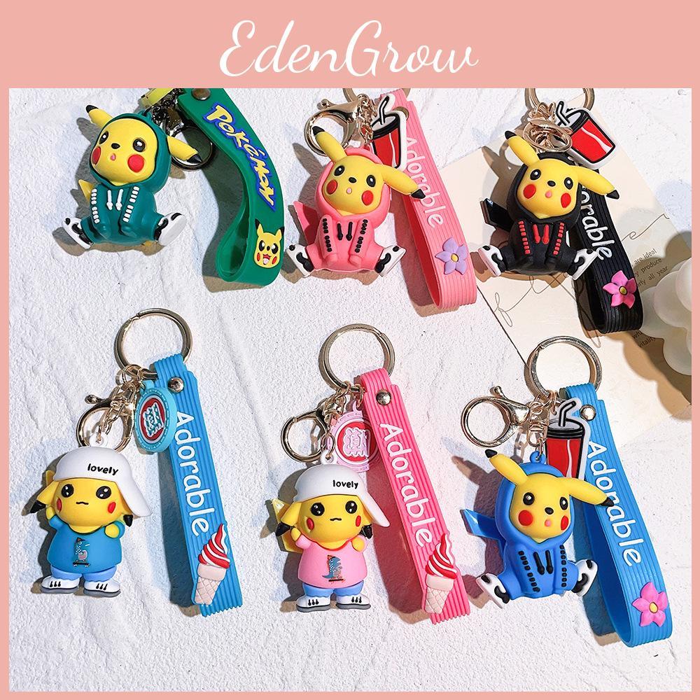 Adorable Silicone Pikachu Keychain Colorful Hoodie Accessory Gift For Birthdays