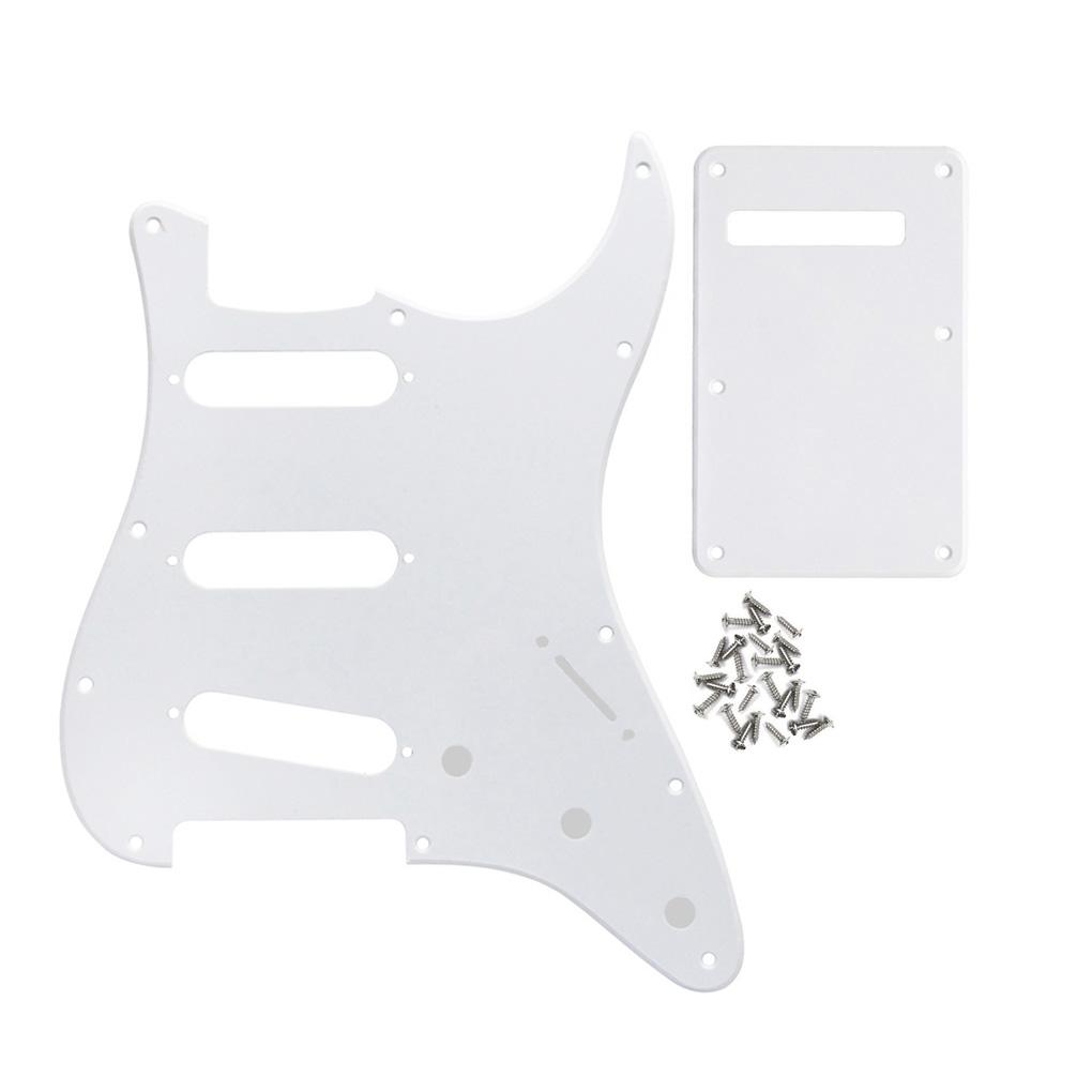 FLEOR Set of 11 Hole ST Guitar Pickguard SSS Scratch Plate Back Plate & Screws for Electric Guitar Parts