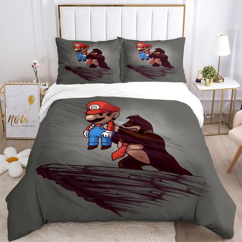 3pcs bedding set Mario Demon Includes 1 Comforter + 2 Pillowcases, Without Pillow Inserts, Soft Comfortable,a0910248