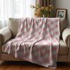Pink Daisy Bow Cherry Soft Flannel Blanket Breathable Warm Throw for Office Car Sofa Kids Room Birthday Xmas Gift