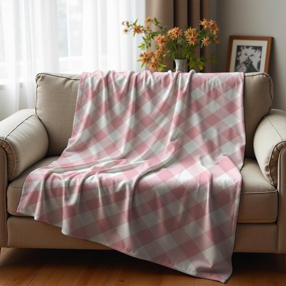 Pink Daisy Bow Cherry Soft Flannel Blanket Breathable Warm Throw for Office Car Sofa Kids Room Birthday Xmas Gift