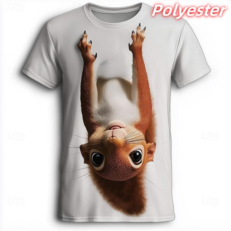 Tiger Bird Mouse Pattern T Shirt For Men Funny Animal 3D Printed Short Sleeve Tees Summer Street Loose Tops Round Neck T-Shirts