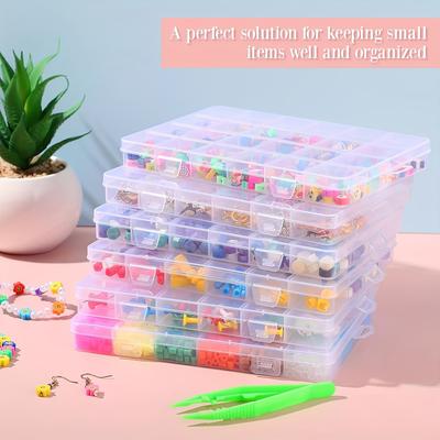 5pcs Frame Plastic Storage Box, 24 Transparent Metal Buttons Fishing Gear Accessories Packaging Jewelry Box.