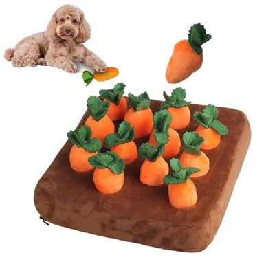 Dog Toys Snuffle Mat for Pet Carrot Plush Toy Mat Innovative Plush Vegetable Field Pull Radish Plush Carrot Dog Interactive Toys