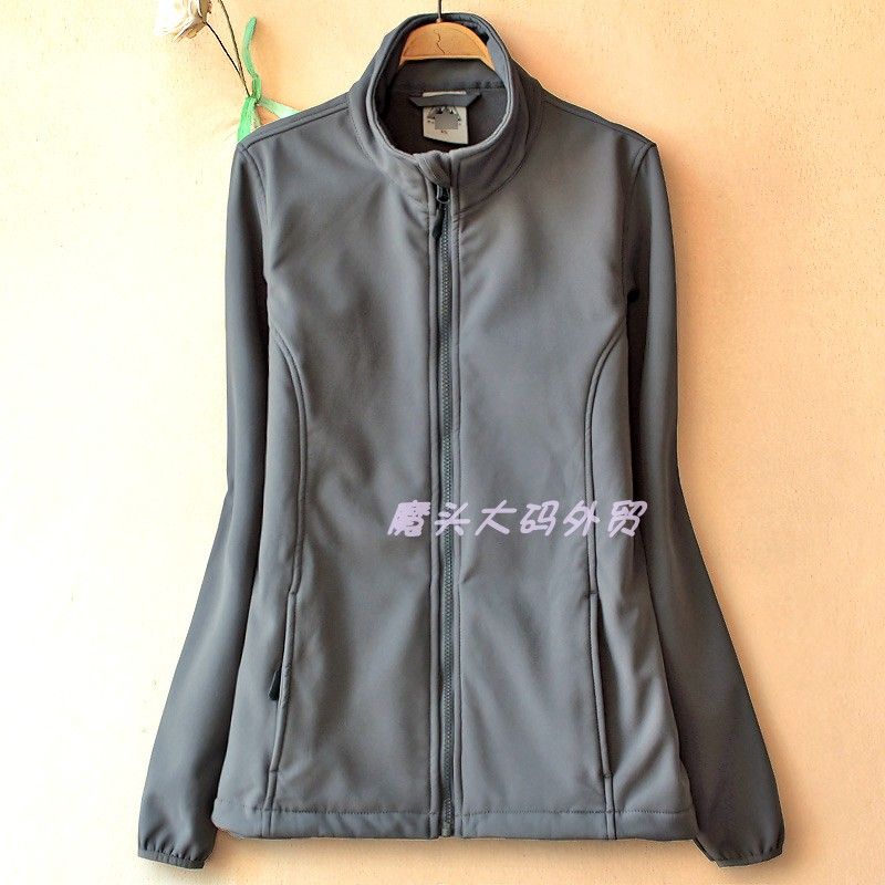 

Внешняя одежда для осени, женская, больших размеров, из софтшелла, ветрозащитная, водонепроницаемая, для улицы, с воротником-стойкой, теплая, на флисовой подкладке, куртка-подкладка 755 Grey XL
