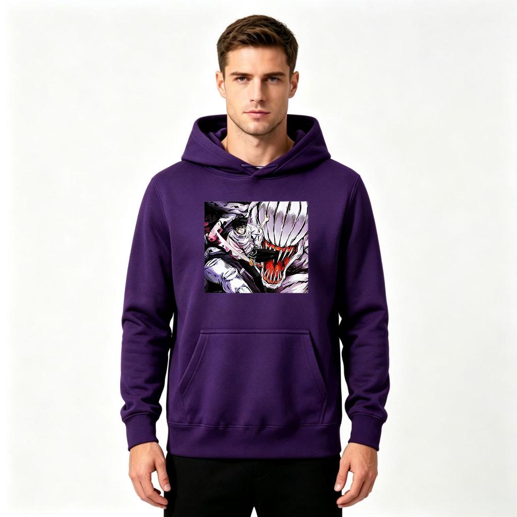 Men Anime Print Pullover Hoodie Casual Long Sleeve Streetwear Sweatshirt For Daily Wear