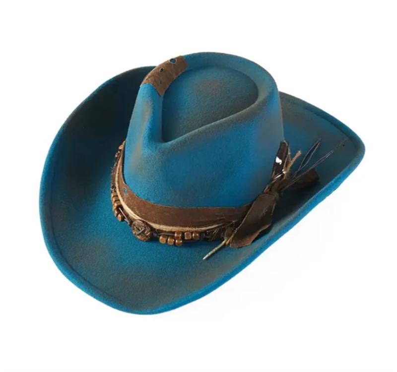 Antique Paint Wide Brim Cowboy Fedora Hat Suede Hat For Women Men Riding Hat Autumn Panama Cowgirl Hat Sombrero Vaquero