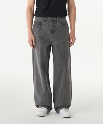 Big Wide Denim Pants [Gray]