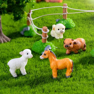 Mini Kleintier Kühe Schafe Hunde Schweine Pferde Kaninchen Statue Mikro Landschaft Dekoration Für Auto Zuhause Desktop Ornamente