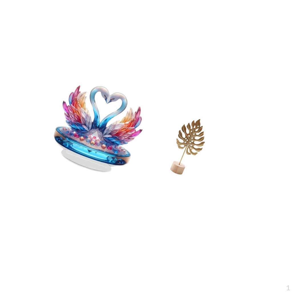 Acrylic Swan Sculpture Table Centerpiece Metal Statue Tabletop Cabinet Decoration Bookshelf Office