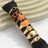 Women's Orange Heart Flower Enamel Ring Set Vintage Gold Statement Stackable Midi Knuckle Rings for Summer Beach Party