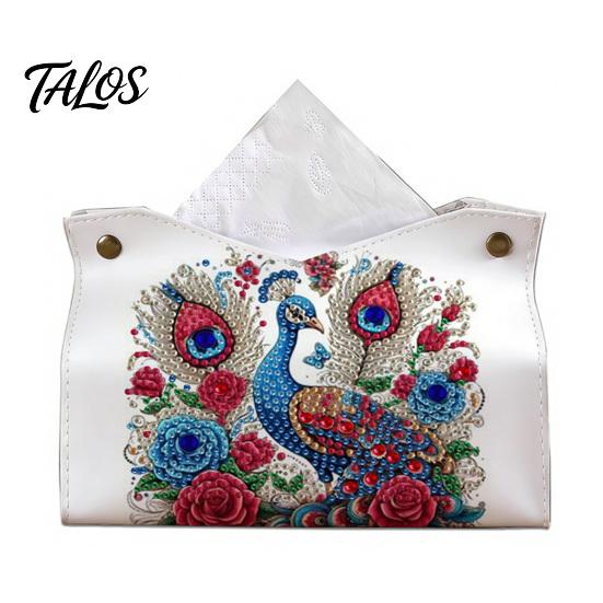 Educational Hands on Activities DIY Faux Diamond Art Painting Tissue Box, Leather Desktop Crafting Kits for Beginners Holder Pouch, 5D Rhinestone