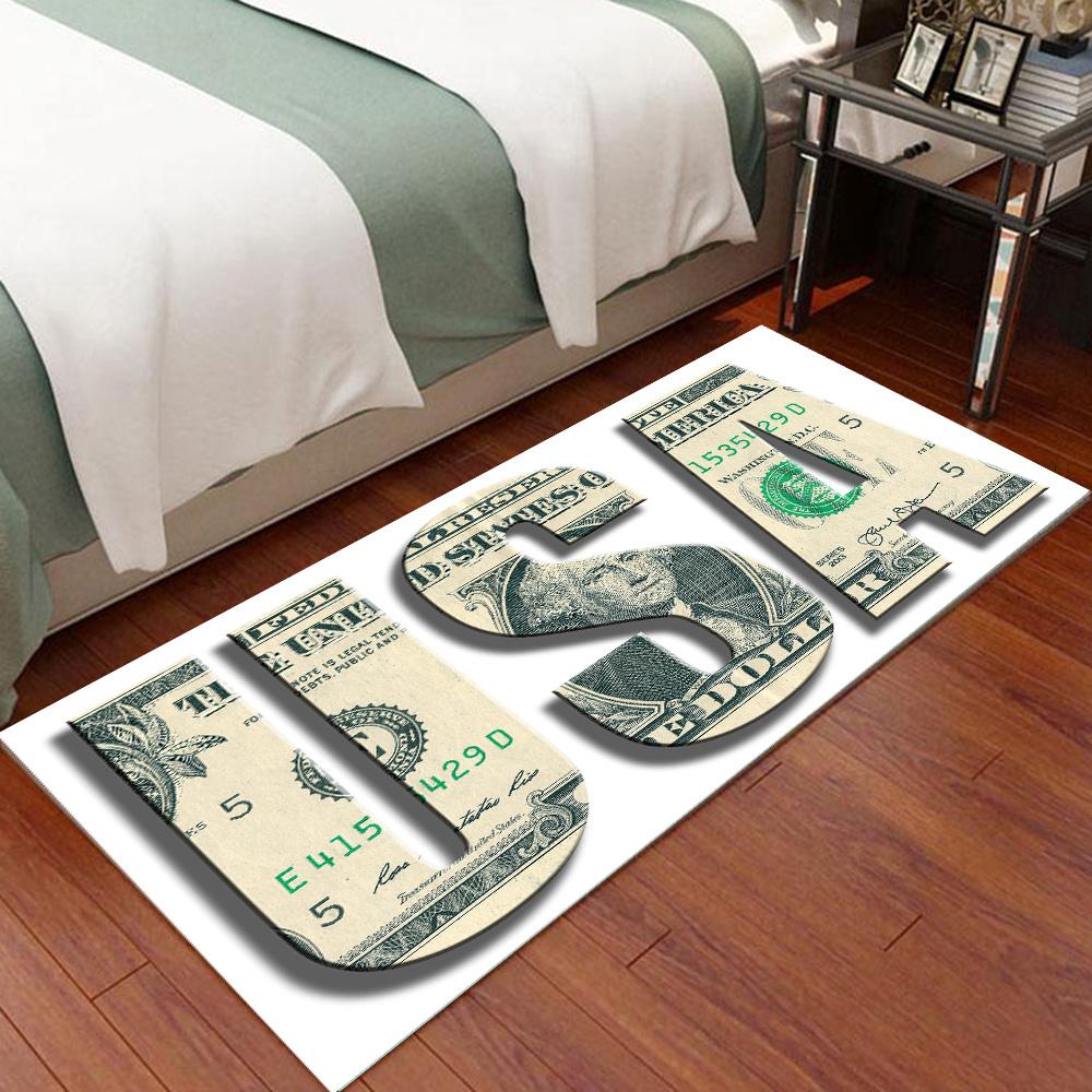 Dollar-Muster rutschfester Teppich für Wohnzimmer, Küche, Bad, Flur, Eingang, Heimdekoration, Bodenmatte