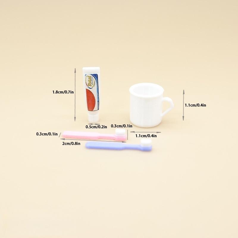 1 Set Doll House Furniture Accessories Toy 1/12 Dollhouse Miniature Mini Cup Toothpaste Toothbrush