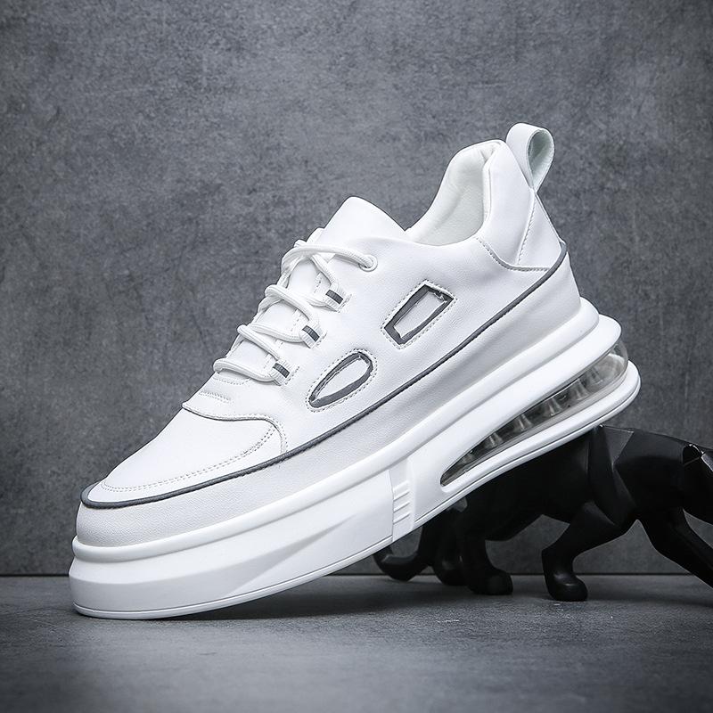 High-top Men's Shoes Autumn and Winter New Trendy Men's Shoes Thick-soled Air Cushion White Shoes Sports and Leisure Board Shoes Versatile Trendy Shoe
