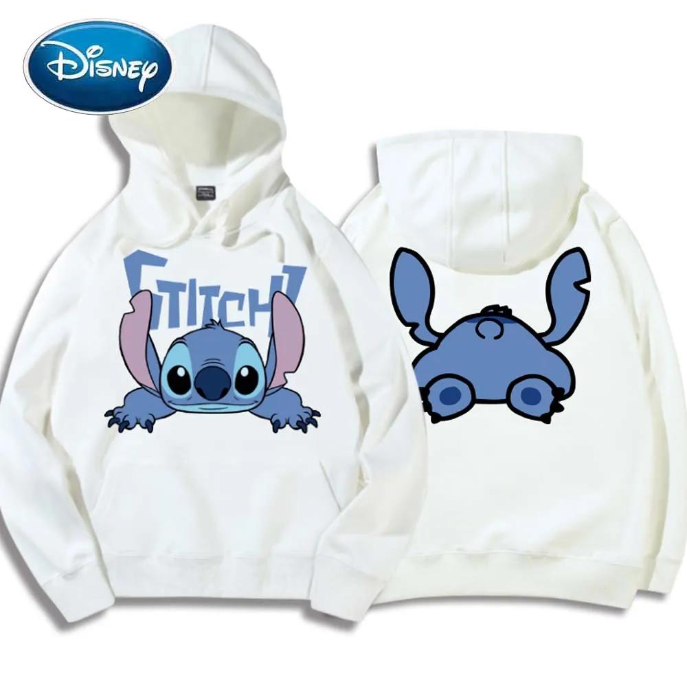 Korean Hoodies Disney Brand Cute Kawaii Star and Stitch Pattern Cartoon Hoodies 2024 Women's Winter Warm Jackets Coats Promotion