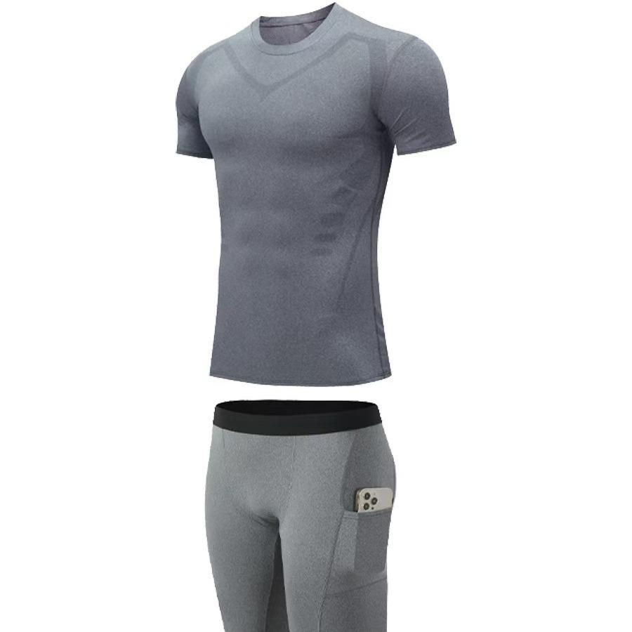Men's Summer Fitness Set: Breathable Elastic T-shirt & High-Elastic Sports Shorts