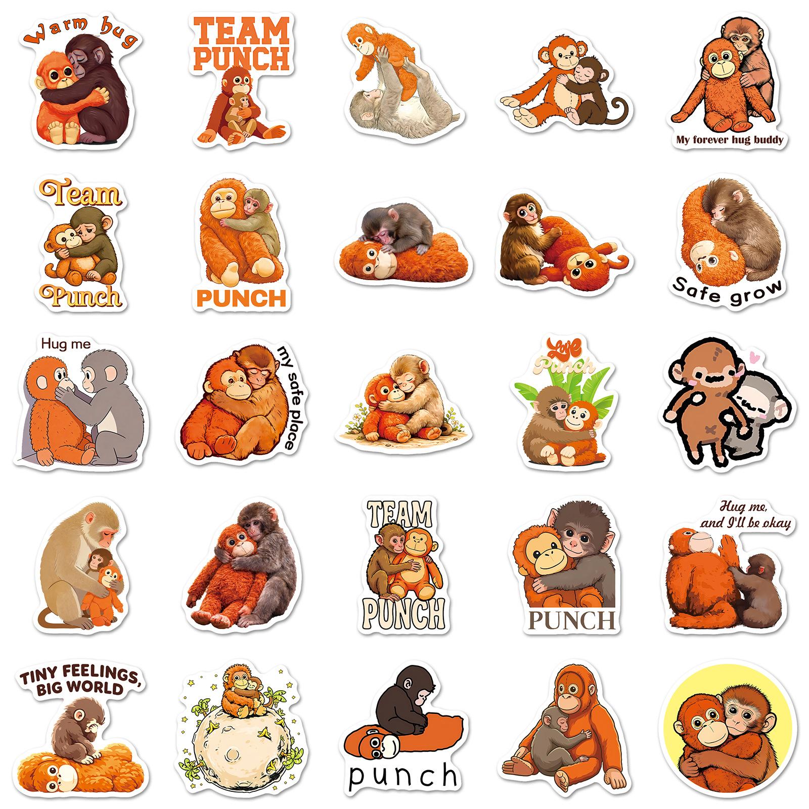 

Punch Monkey Style Waterproof Stickers Set Cartoon Character Graffiti Game Decorative Stickers for Water Bottles Cars DIY Crafts and Personalization one size