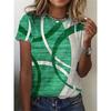 Fashion Women T Shirt Irregular Stripe Print O Neck Short Sleeve Basic Tops Streetwear Summer Oversized Clothing Female T-Shirts