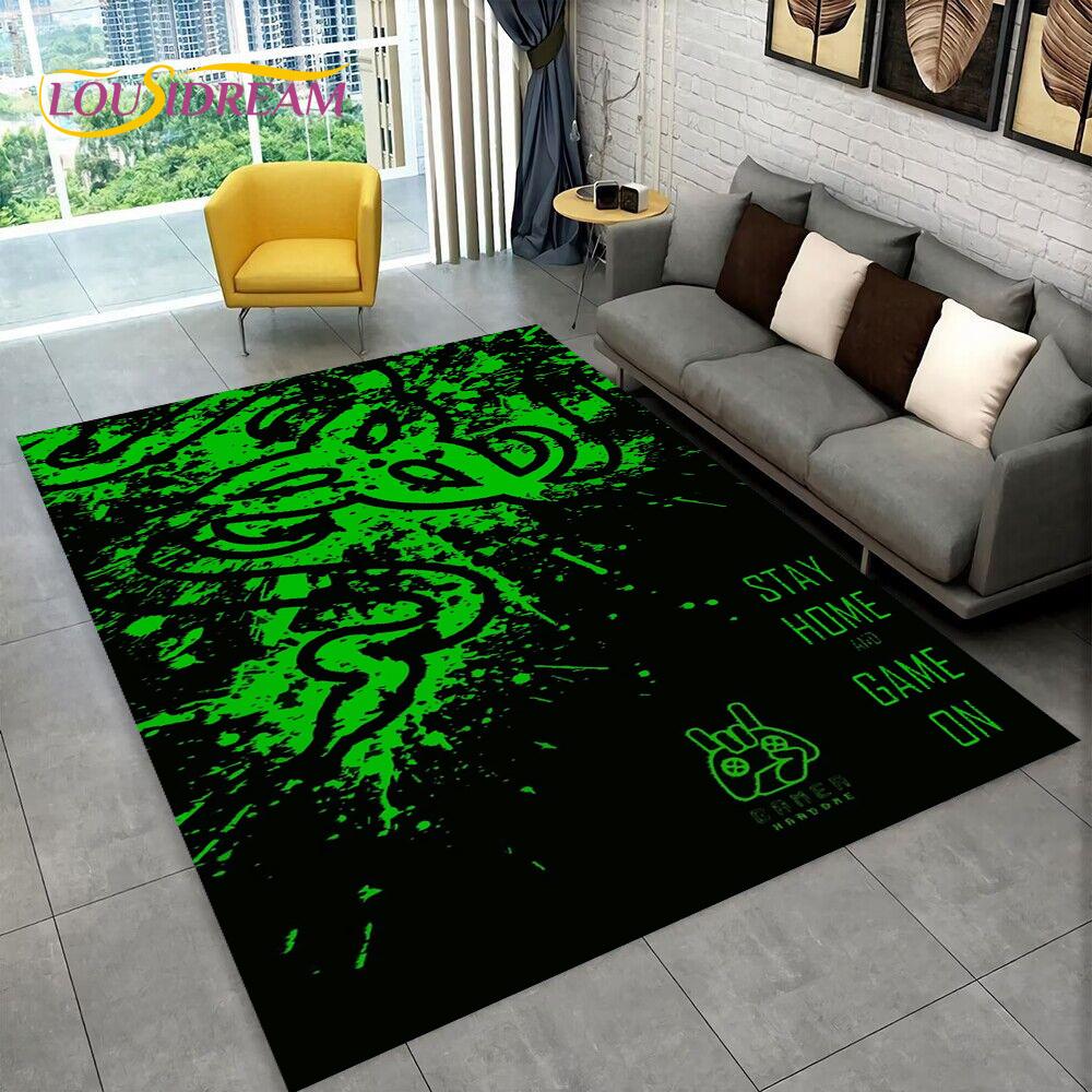 3D Razer Logo Game Gamer Snake Carpet Rug for Home Living Room Bedroom Sofa Doormat Decor,kids Play Area Rug Non-slip Floor Mat