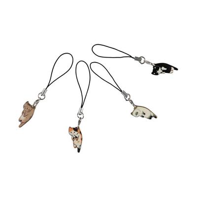 Cute Metal Cartoon Cat Shape Mobilephone Chain Decor Keychains Phone Hanging Strap Charms Lanyards Accessories