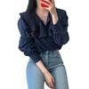 Korean Fresh Age-Defying Polka Dot Peter Pan Collar Puff Sleeve Loose Top - 2025 Spring/Autumn Collection