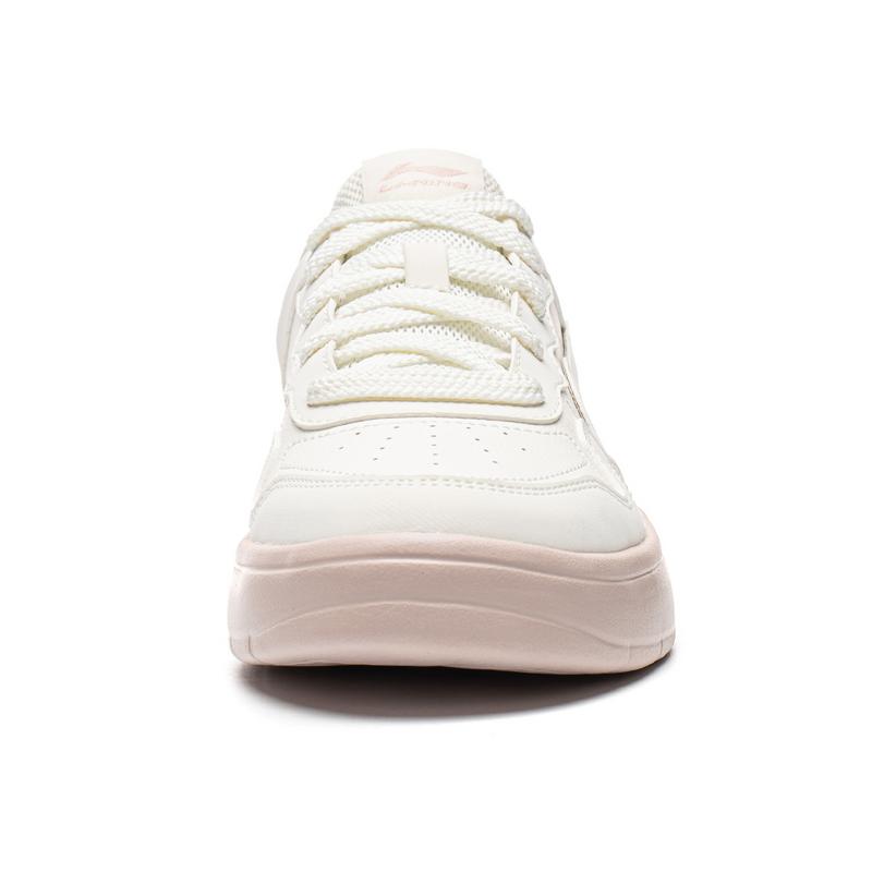 Li Ning Synthetic Leather Fashion Versatile Classic Comfortable Soft Low Top Casual Shoes Women Sneaker Cloud-White Silent-Purple AGCW490-3