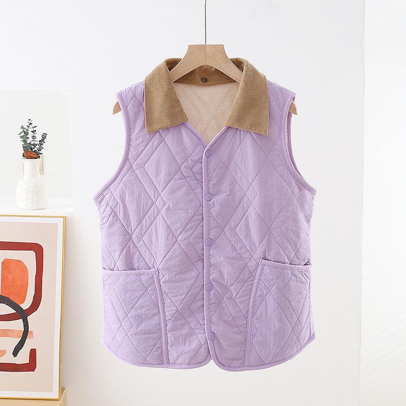 

Unisex Fleece-Lined Winter Vest with Removable Collar - Warm Sleeveless Jacket L