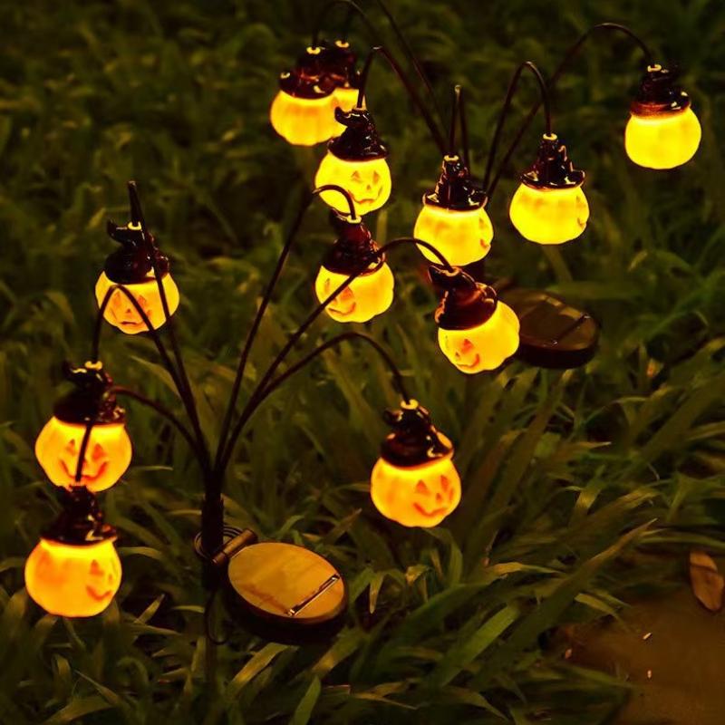 Halloween Bestsellers LED Solar Outdoor Floor Plug Pumpkin Lights Eye Catching Garden Yard Decor Lights For outdoor decoration