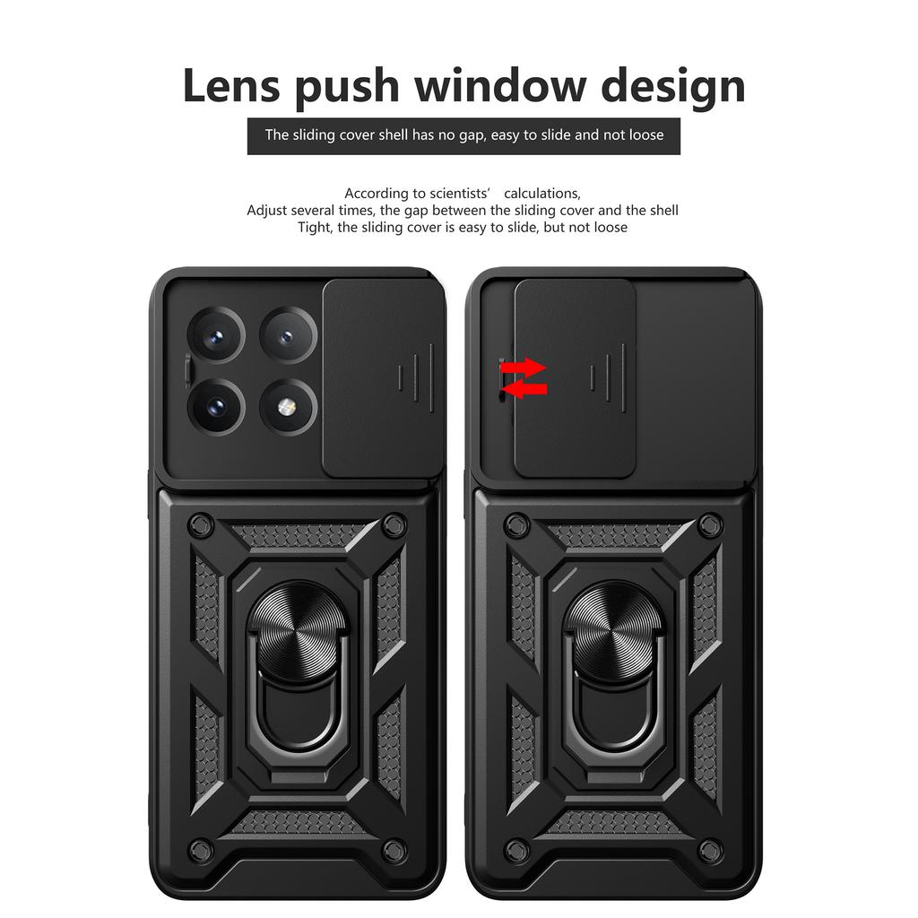 For Xiaomi Poco X6 Pro 5G/Redmi K70E 5G Case PC+TPU Anti-drop Phone Cover with Slide Lens Window