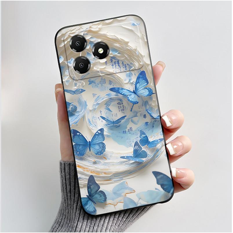 Custodia Carina a Cartoni Animati Per ZTE Blade A36 Guscio Stampato Cover Protettiva Guscio Nero in Morbido Silicone