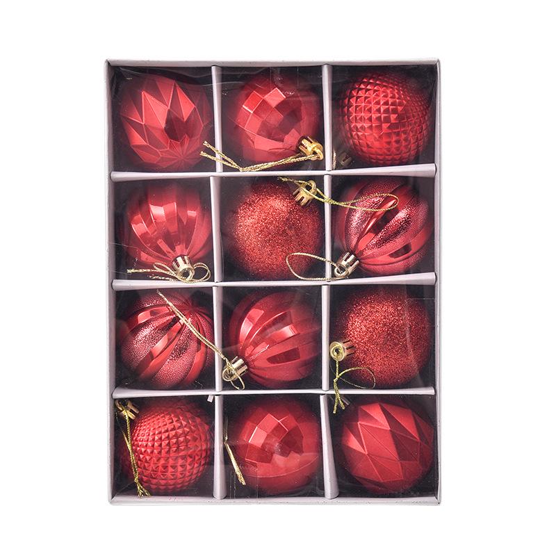 6cm Irregular Shape Christmas Ball Ornaments Set - 12pcs in Gift Box for Tree & Window Decorations