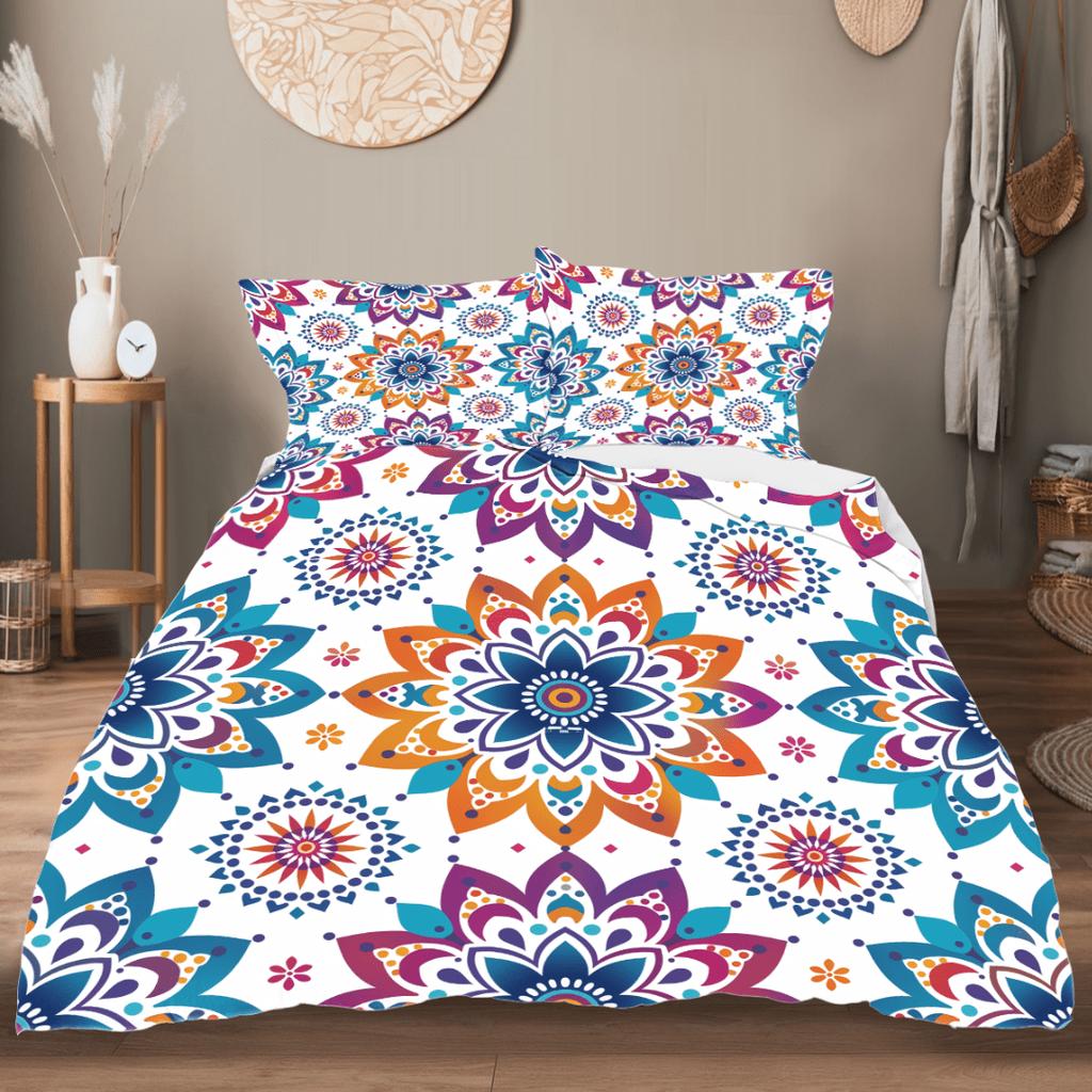 Colorful Flowers Beding Set Boho Paisley Floral Decor Soft Duvet Cover for Women Mothers Day Gifts, Warm Soft plus Breathable Quen