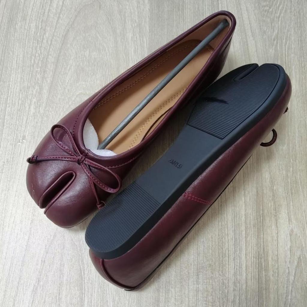 Spot Women's 2024 New Pleated Split-Toe Ballet Flats with Bow