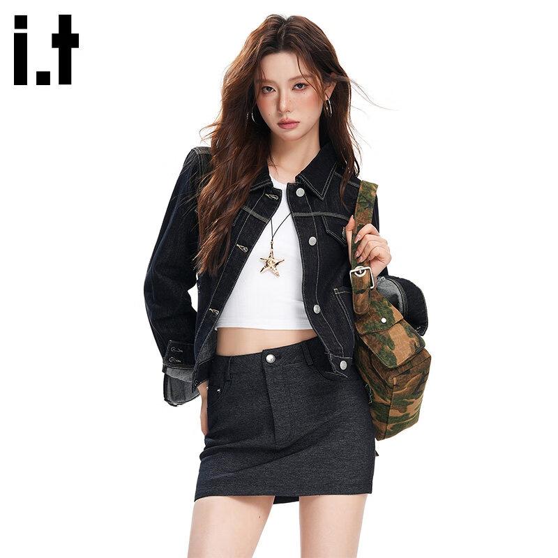 :CHOCOOLATEit Women's American Retro Lapel Denim Jacket