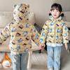 boy's and Girls' warm cotton-padded clothes winter baby girl thickened short cotton-padded hooded jacket children's autumn cute cartoon print coats