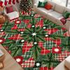 Christmas Area Rug Light Stripe Background Red Gold Ball Pine Branch Print Soft Floor Mat Living Room Bedroom Home Decor Carpet