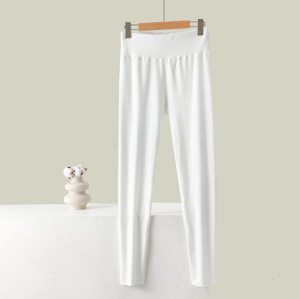 Women's High-Waisted Warm Slimming Pants - Brushed, Thickened, Stretchy, Plus Size, Cropped, Solid Color for Autumn/Winter