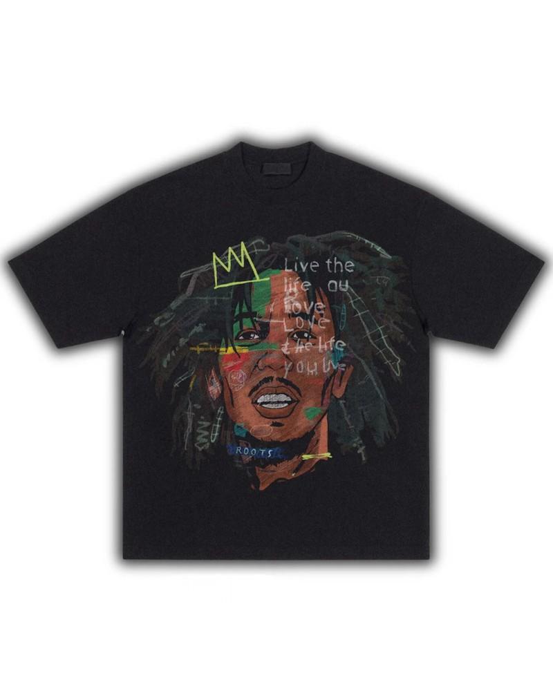 Кольца Боба Марли Коробка Винтажная Рубашка Графика Баскетбольная Футболка Ретро Уличная Одежда Y2K Унисекс Футболка XL